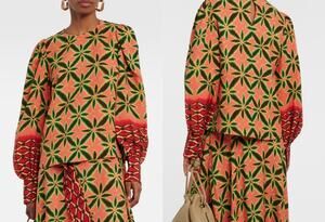Ulla Johnson Lilliana Crepe Blouse — 00 Fresco Shibori Leaf, Bishop Sleeve, Boho